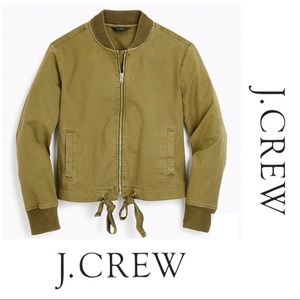 J. Crew Garment Dyed Olive Bomber Jacket